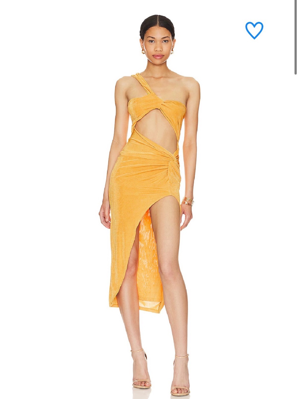 superdown Asymmetrical One-Shoulder Cutout Dress in Mustard Yellow